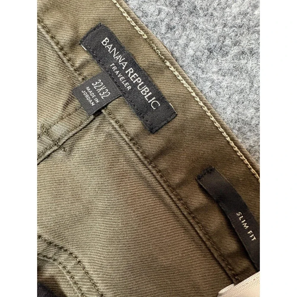 Banana Republic Jeans Mens 32x32 Green Slim Fit Medium Wash Traveler Stretch